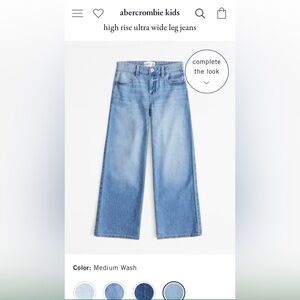 Abercrombie Kids Girls high rise wide leg jeans Size 9/10